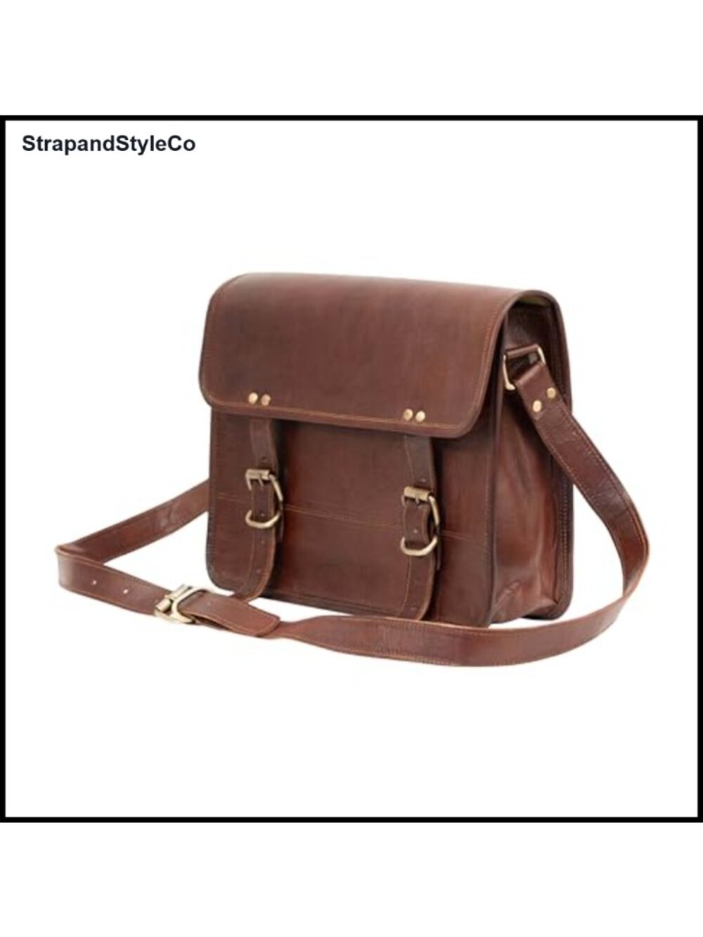 Genuine Leather Messenger Bag Vintage Satchel Crossbody 10 Inch